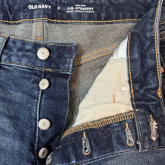 Old Navy Womens High-Rise O.G. Straight Secret-Smooth Pocket Distressed Jeans 8 - Picture 6 of 11
